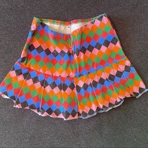 Harlequin Print Mini Pleated Skirt